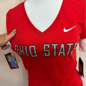 NWT Womens Nike Dri-Fit Ohio State Buckeyes Top Tee Slim Fit Size XS